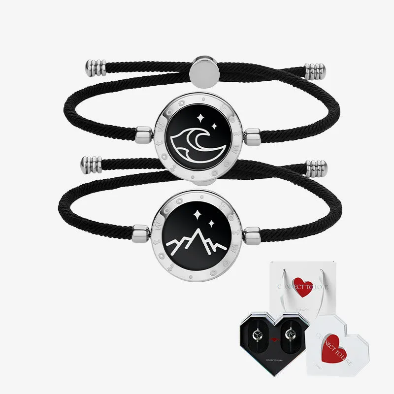 [White Heart Gift Packaging]Mountain & Sea Touch Bracelets with Milan Rope (Black+Black) sold by Totwoo