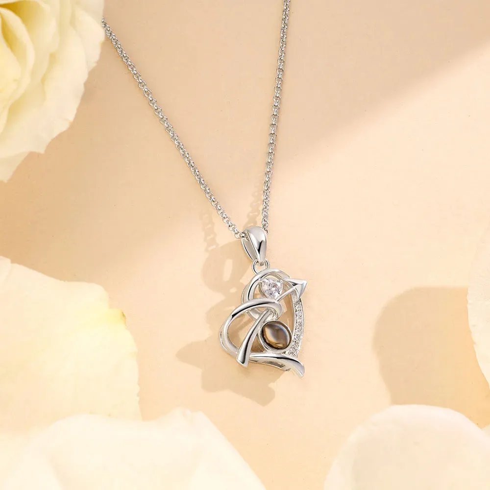 Personalized 925 Silver Heart Arrow Photo Projection Necklace sold by Totwoo product image thumbnail 4