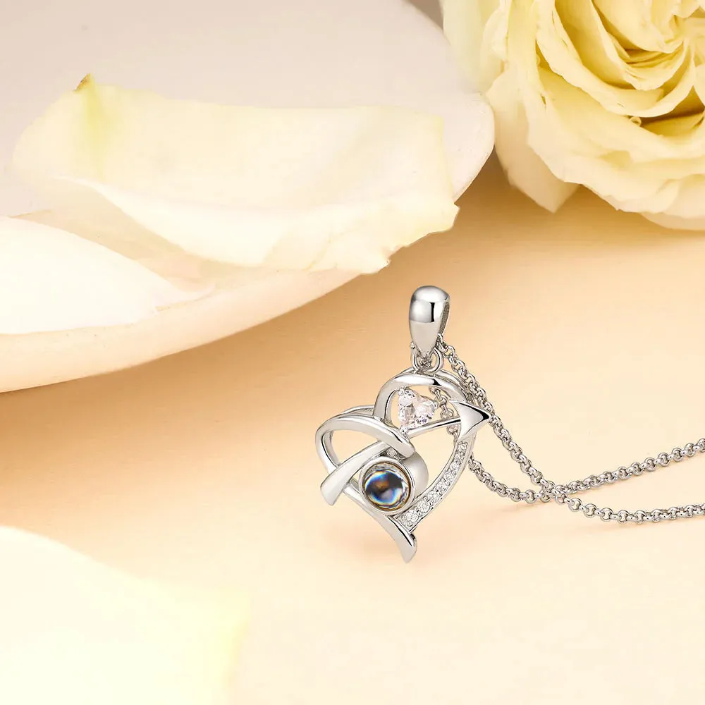 Personalized 925 Silver Heart Arrow Photo Projection Necklace sold by Totwoo product image thumbnail 3