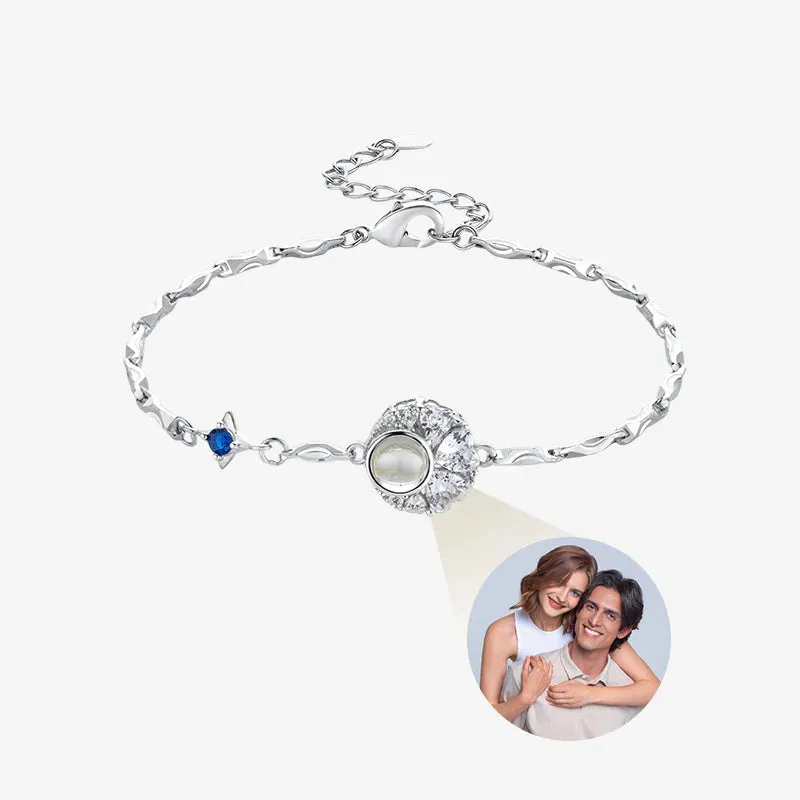 925 Silver Star & Moon Photo Bracelet with Enhanced Projection Stone sold by Totwoo