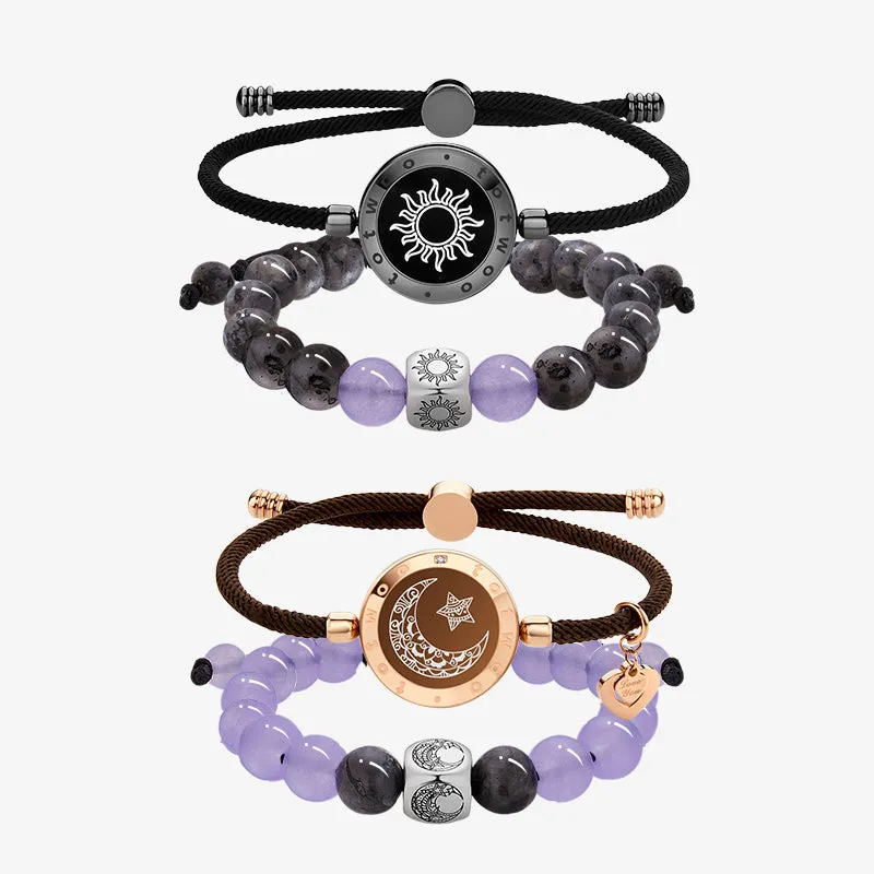 Sun & Moon Touch Milan Rope with Natural Jade Bracelets Set sold by Totwoo