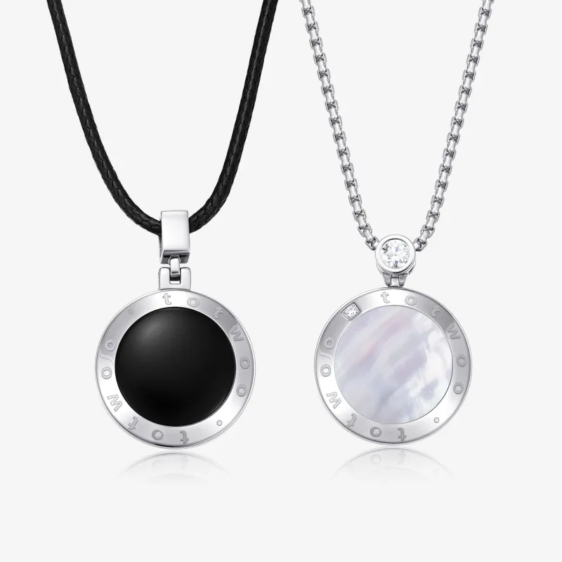 Soulmate 2.0 Touch Necklaces with Obsidian and Mother of Pearl Panels sold by Totwoo