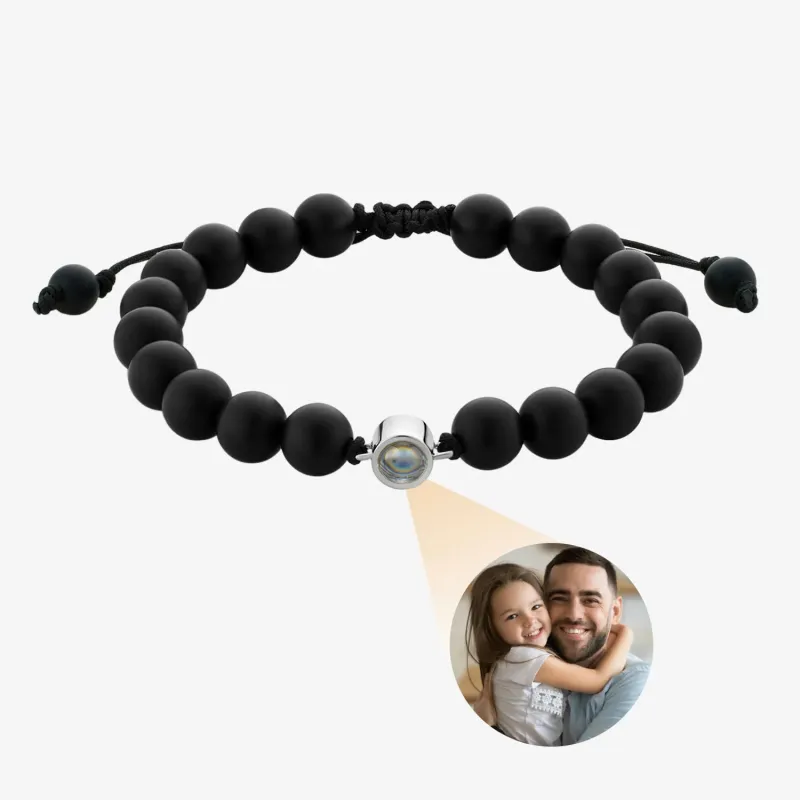 Personalized Black Beads Photo Projection Bracelet sold by Totwoo