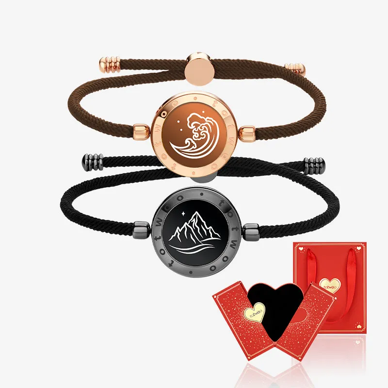 [Connected in Red Gift Packaging] Mountain&Sea Touch Bracelets with Milan Rope (Black+Rose Gold) sold by Totwoo