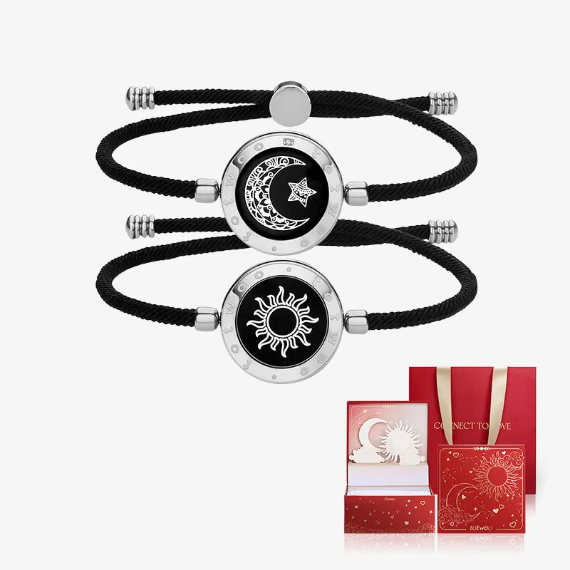 [Sun & Moon Vow Gift Packaging] Sun&Moon Touch Bracelets with Milan Rope(Black+Black) sold by Totwoo
