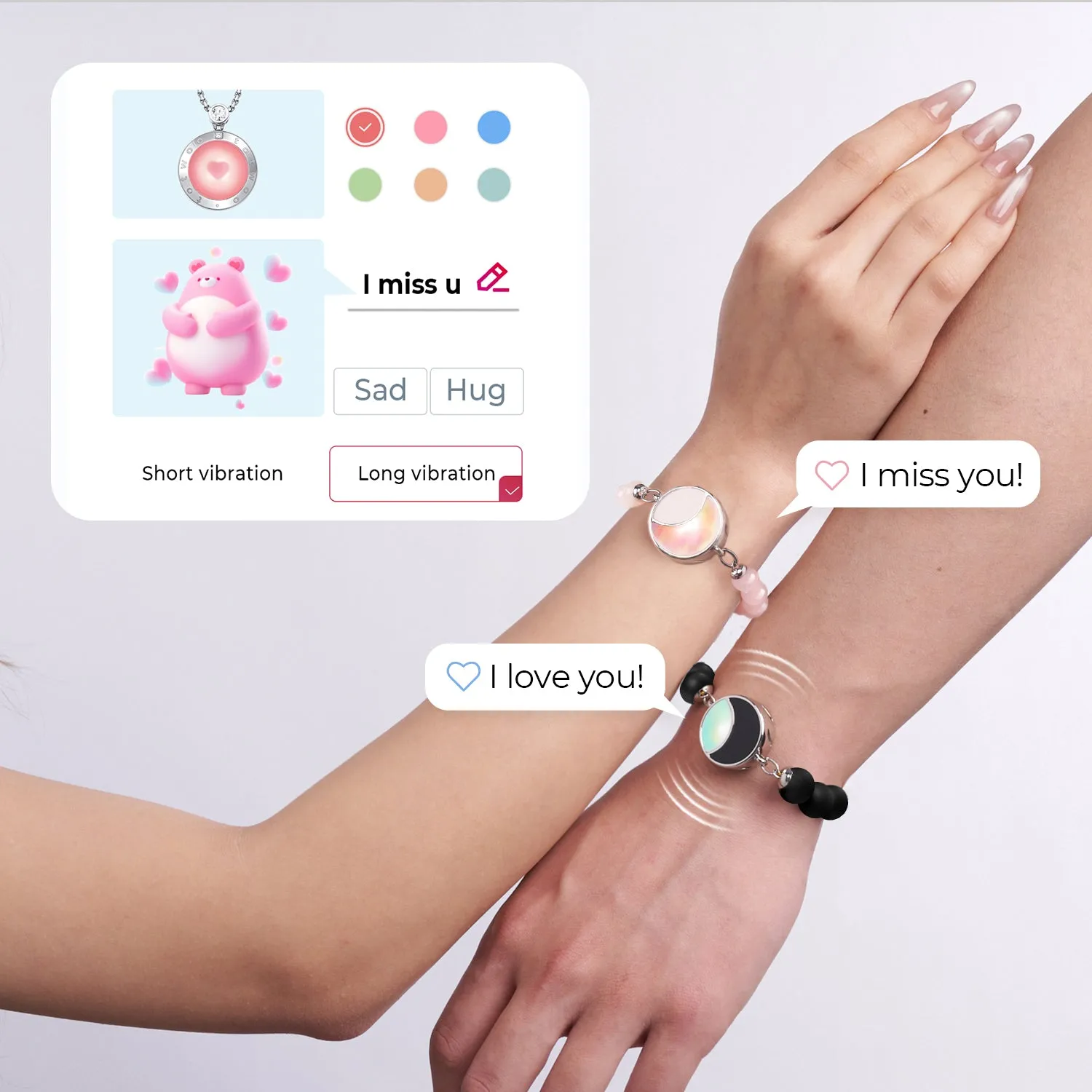 Lunar Glow Touch Bracelets with Rose Quartz and Black Onyx Beads sold by Totwoo product image thumbnail 5