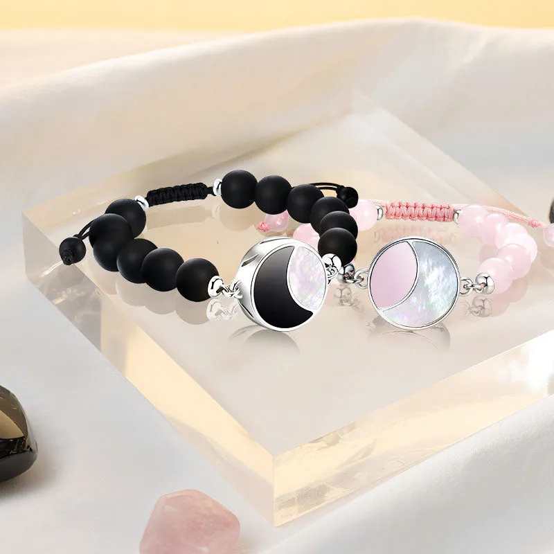 Lunar Glow Touch Bracelets with Rose Quartz and Black Onyx Beads sold by Totwoo product image thumbnail 3