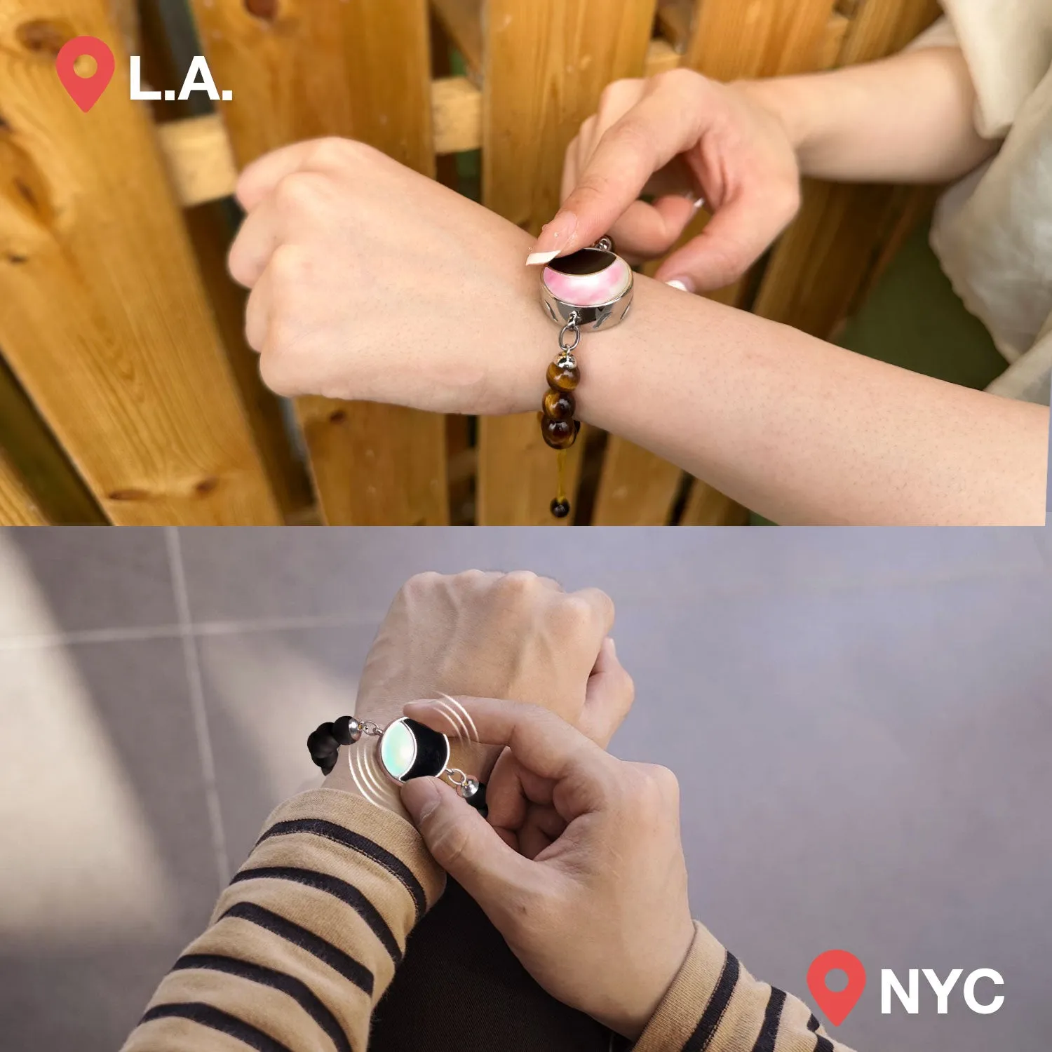 Lunar Glow Touch Bracelets with Tiger's Eye Beads sold by Totwoo product image thumbnail 3