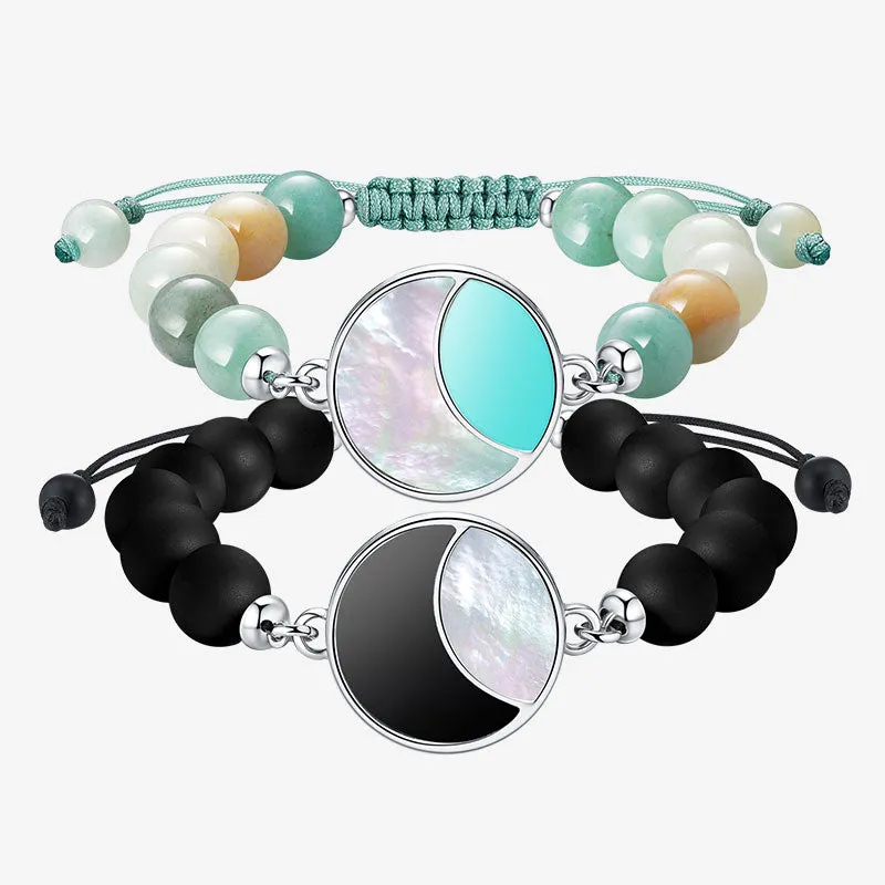 Lunar Glow Touch Bracelets with Amazonite and Black Onyx Beads sold by Totwoo