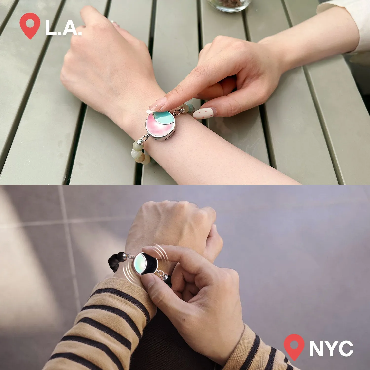 Lunar Glow Touch Bracelets with Amazonite and Black Onyx Beads sold by Totwoo product image thumbnail 3