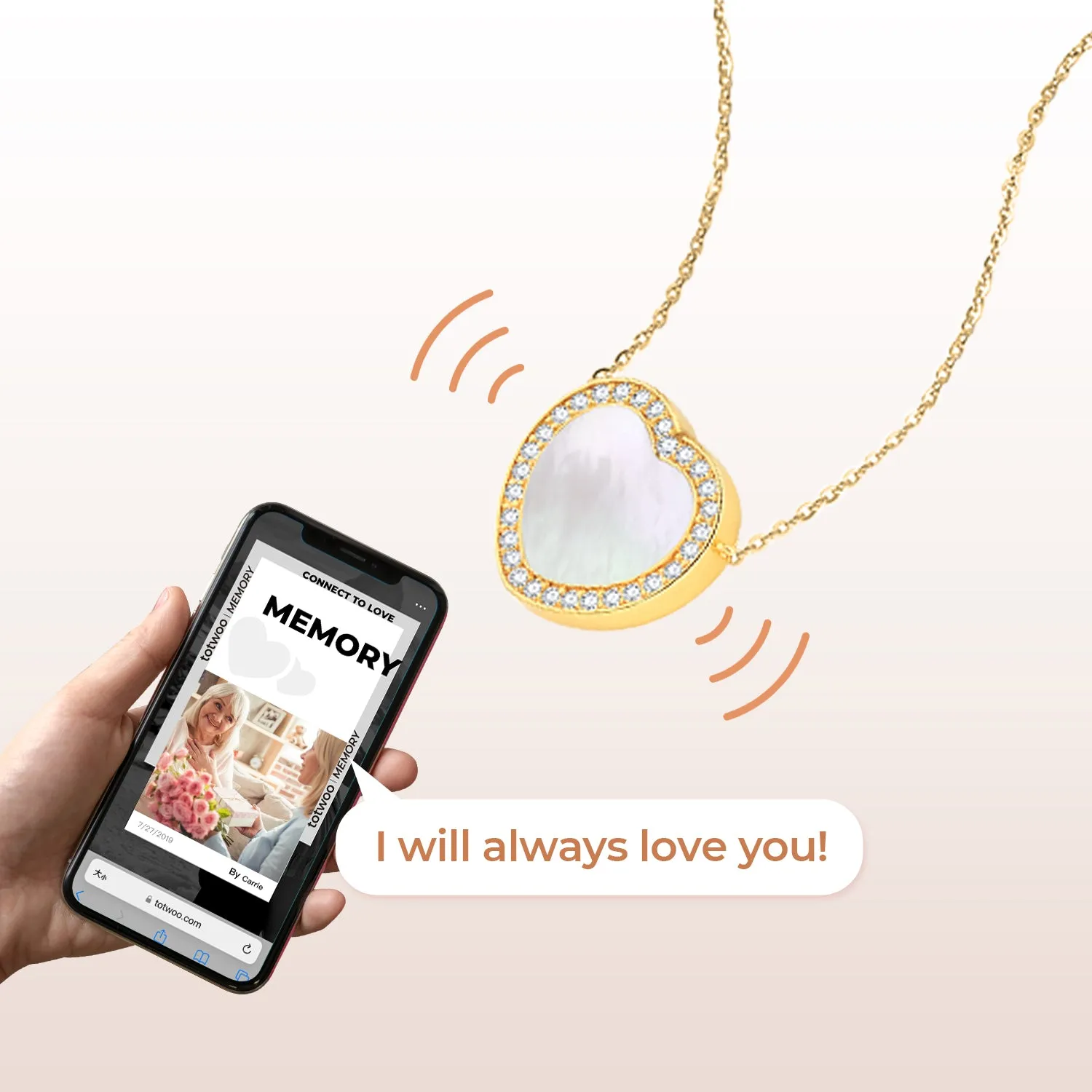 Totwoo MEMORY Digital Locket Heart Necklace(Gold) sold by Totwoo product image thumbnail 2