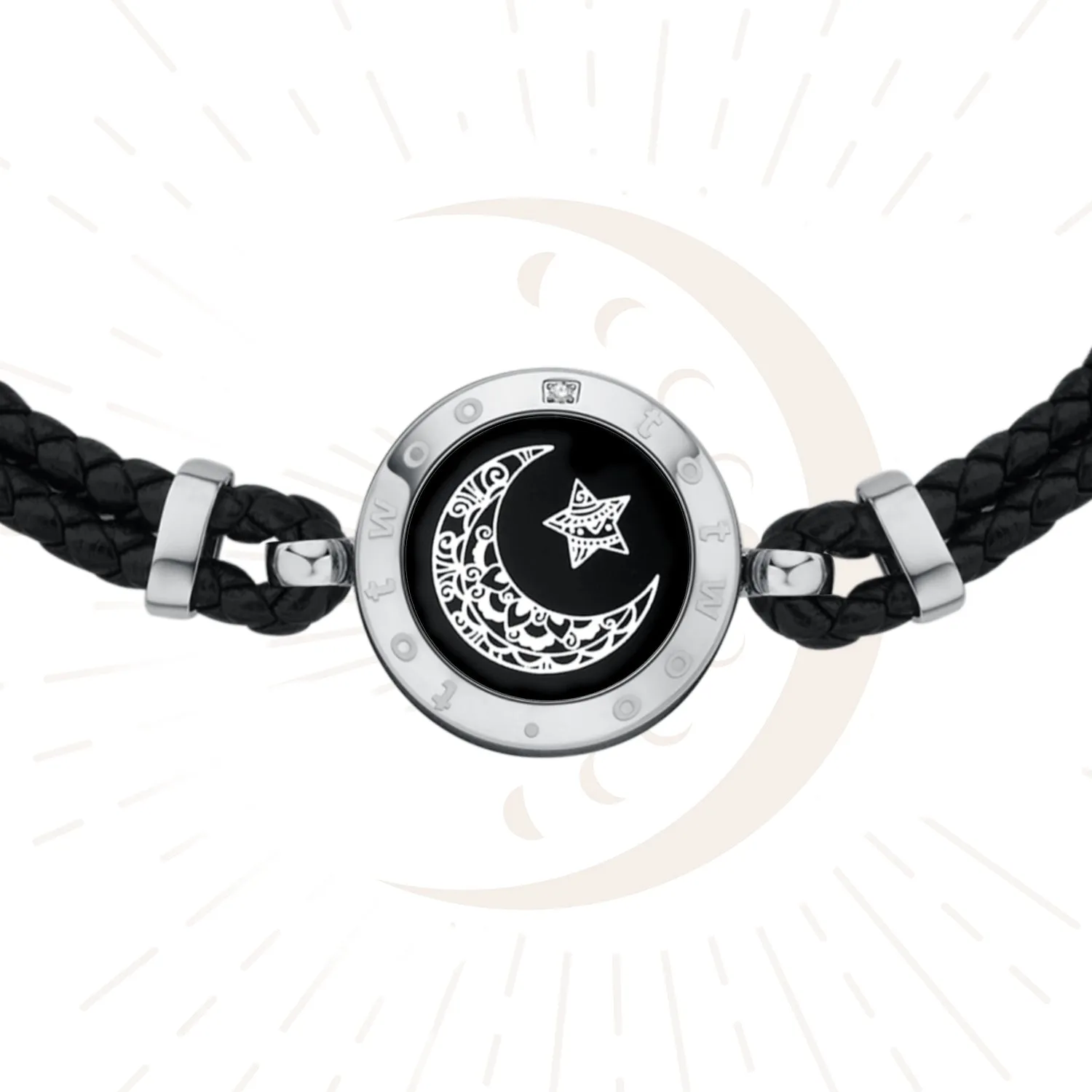 Moon Touch Bracelet with Leather Braided Cord sold by Totwoo product image thumbnail 4