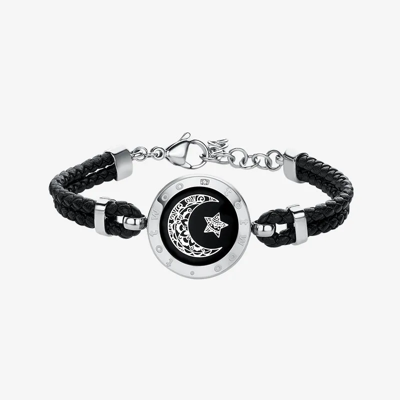 Moon Touch Bracelet with Leather Braided Cord sold by Totwoo