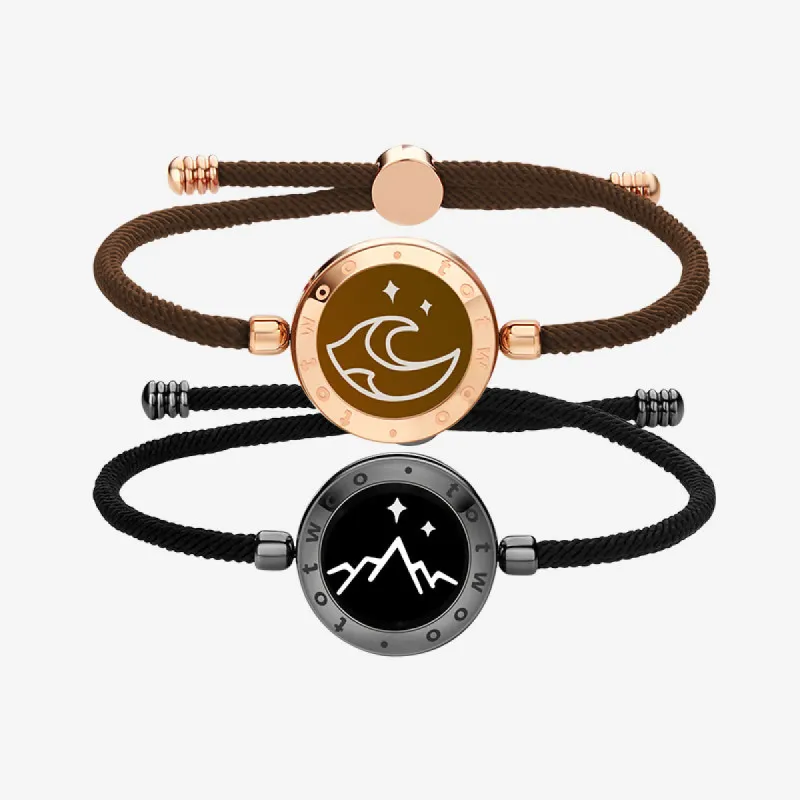Mountain & Sea Touch Bracelets with Milan Rope (Black+Rose Gold) sold by Totwoo