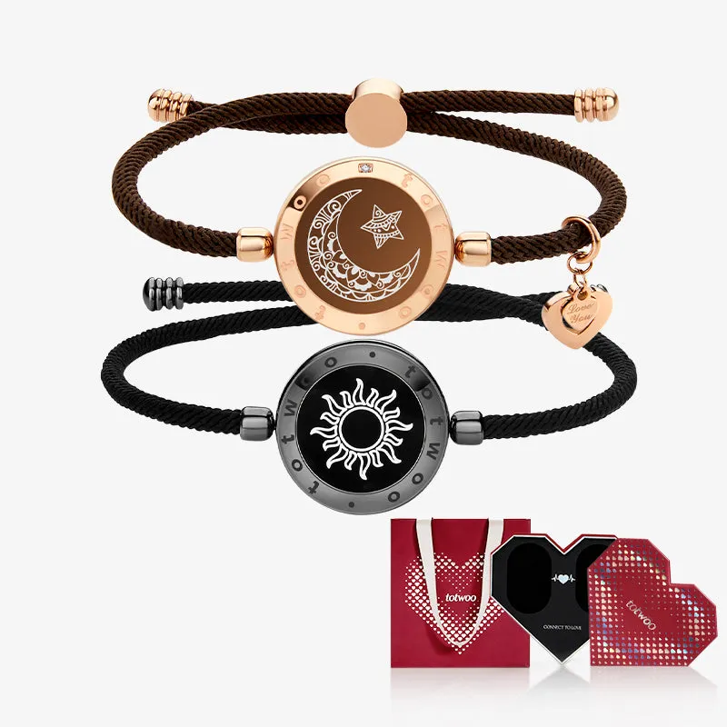[Totwoo Signal Gift Box] Sun&Moon Touch Bracelets with Milan Rope (Black+Brown) sold by Totwoo