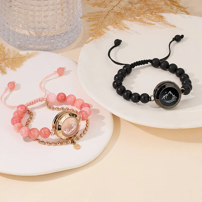Mountain & Sea Touch Bracelets with Black Agate and Pink Persian Jade sold by Totwoo product image thumbnail 4