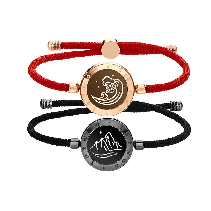 Mountain & Sea Touch Bracelets with Milan Rope (Black+Red) made by Totwoo