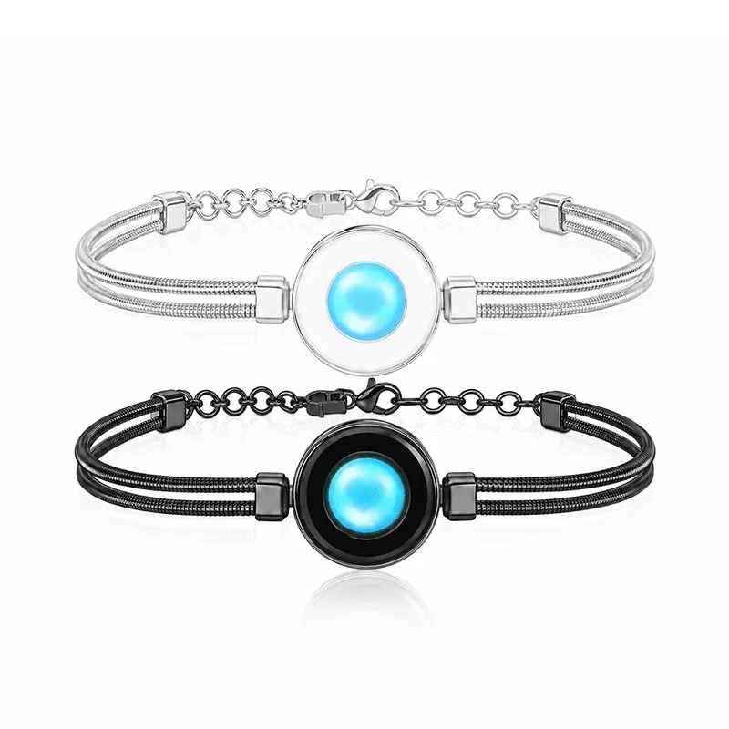 Candy Duo Touch Bracelets with Snake Chain (Black+Blue) made by Totwoo