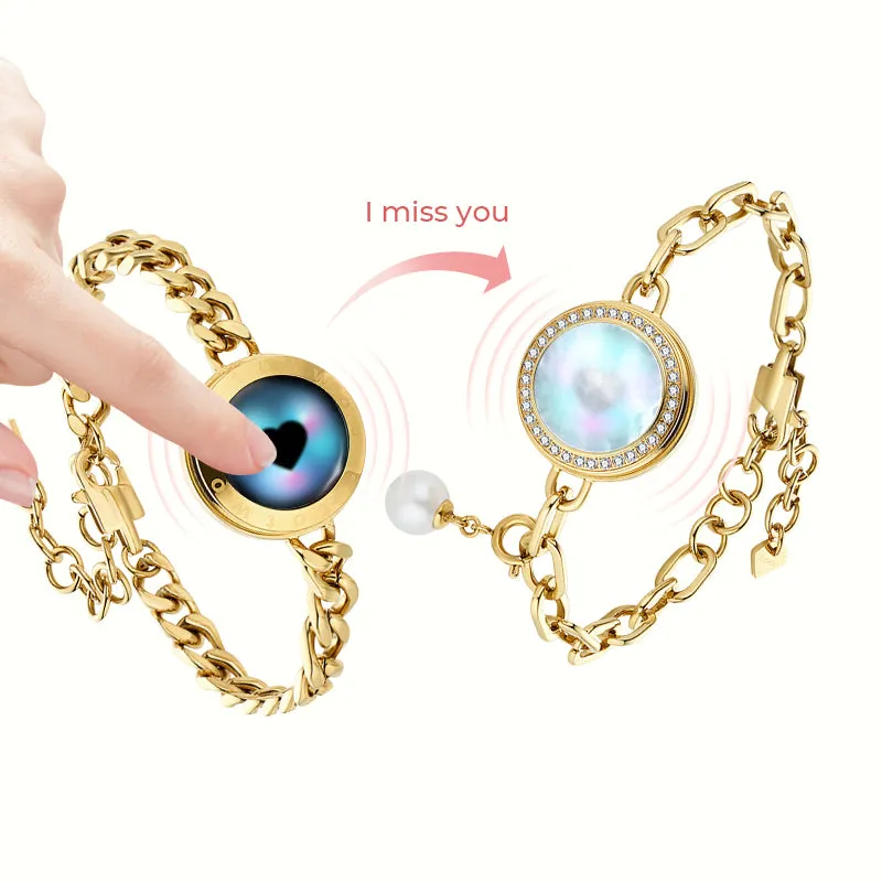 Soulmate 2.0 Touch Bracelets(Gold Cuban Chain+Gold Figaro Chain) sold by Totwoo product image thumbnail 2