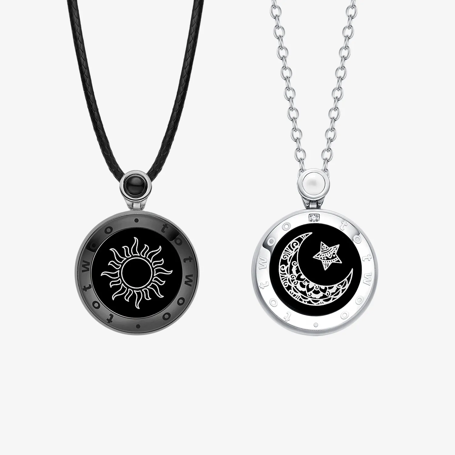 Sun&Moon Touch Necklaces with Natural Agate Set for Two sold by Totwoo