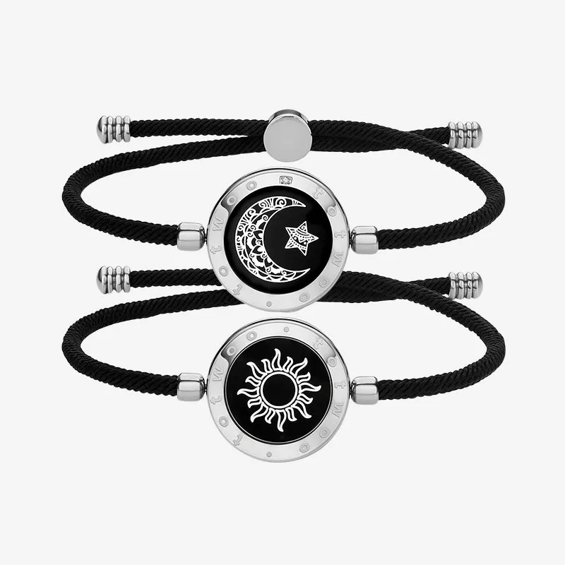 Sun & Moon Touch Bracelets with Milan Rope(Black+Black) sold by Totwoo