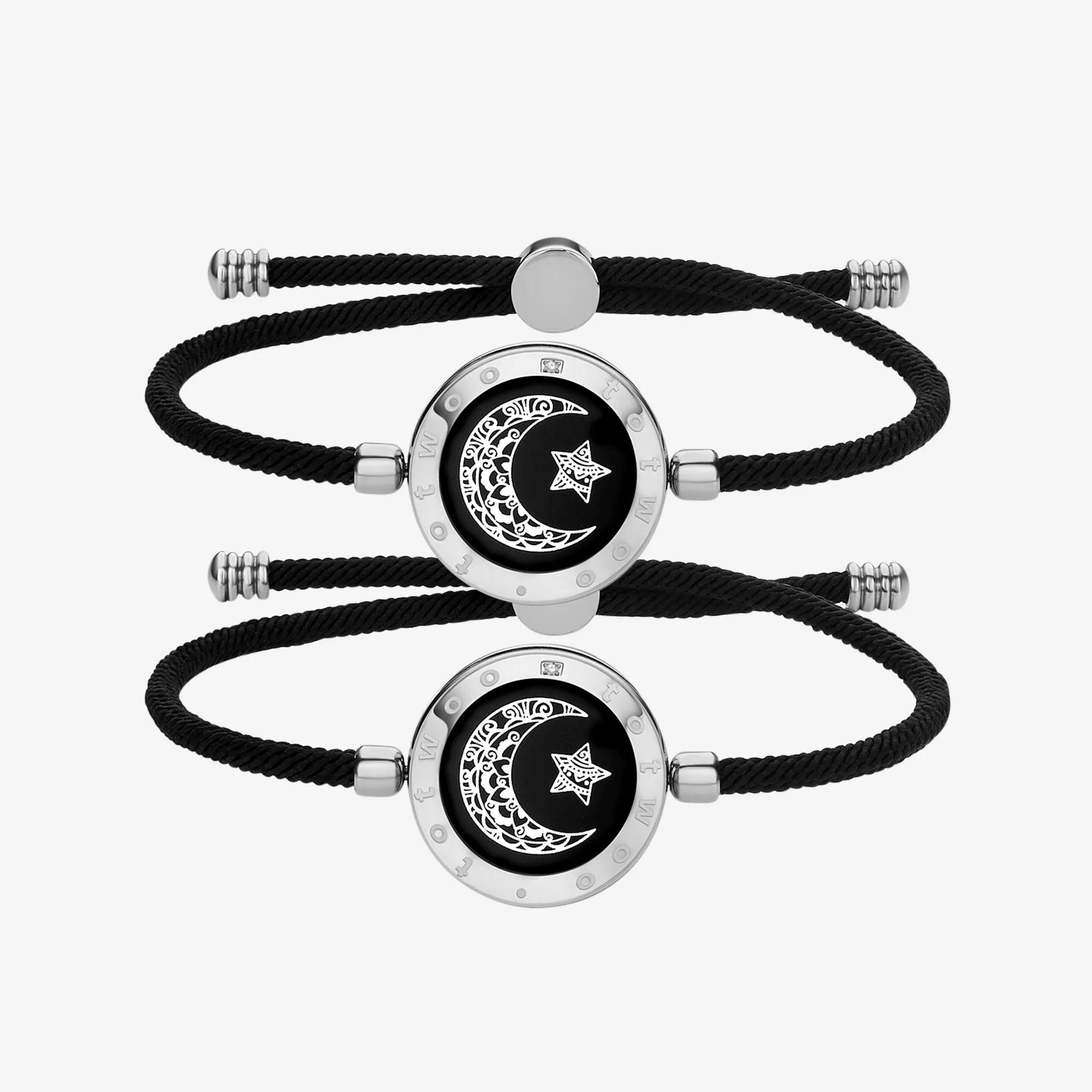 Moon & Star Touch Bracelets with Milan Rope(Black+Black) sold by Totwoo