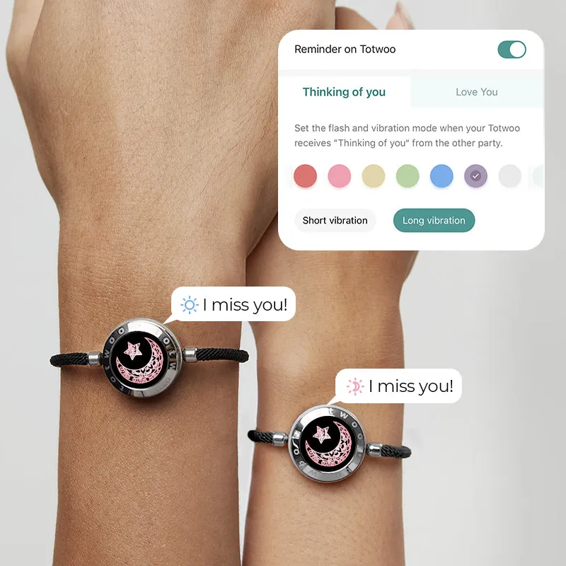 Moon & Star Touch Bracelets with Milan Rope(Black+Black) sold by Totwoo product image thumbnail 4