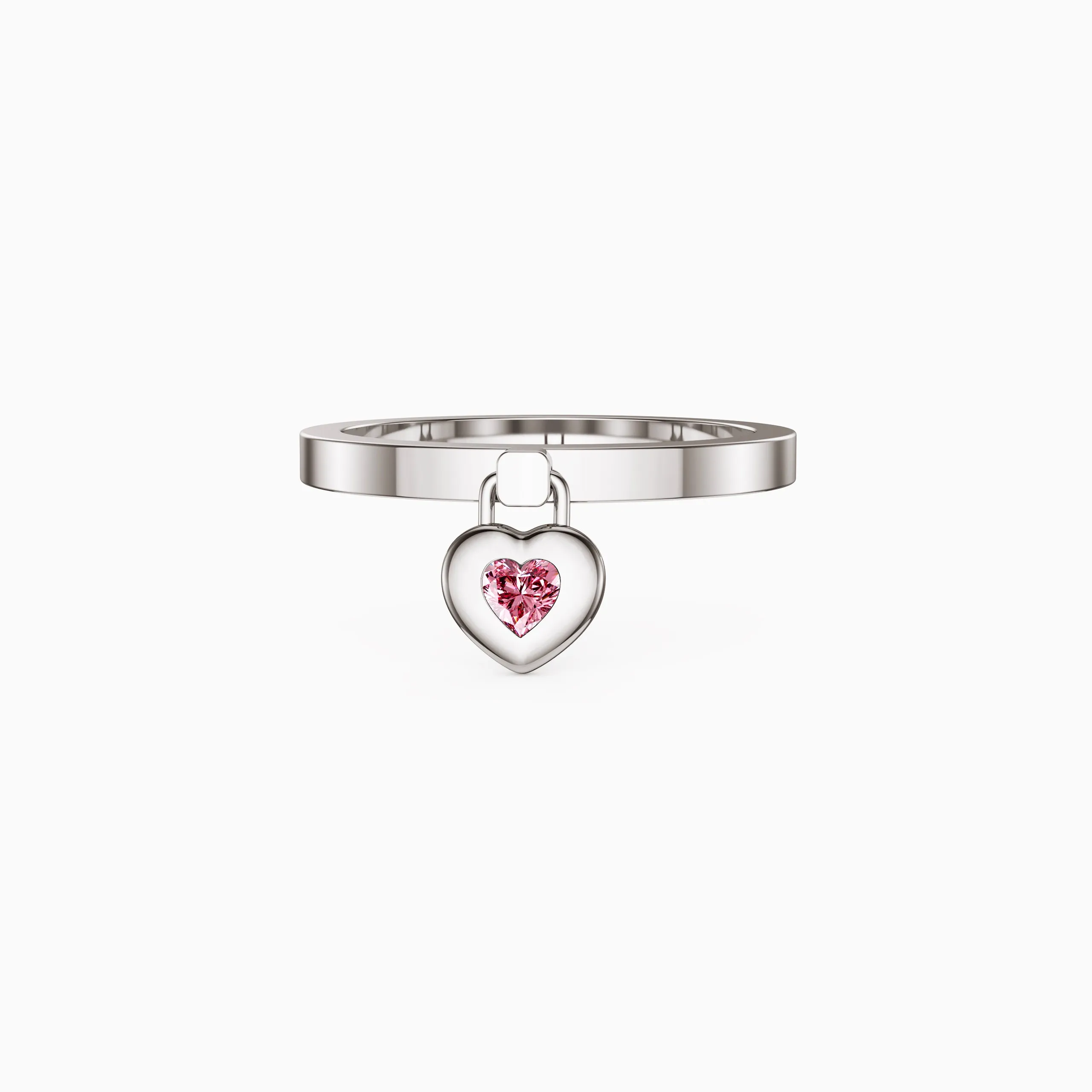 Pink Heart Dangle Love Lock Ring sold by Vanimy Jewelry product image thumbnail 5