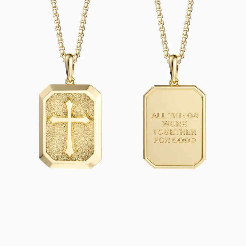 All Things Work Together For Good Cross Engraved Necklace sold by Vanimy Jewelry