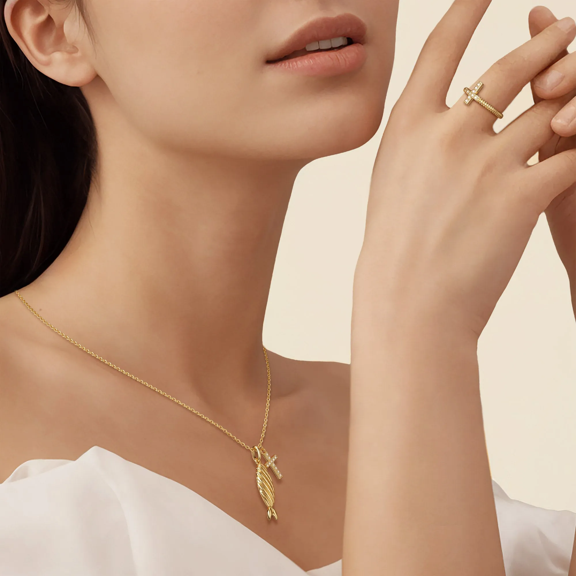 Pavé Cross Band Ring sold by Vanimy Jewelry product image thumbnail 3