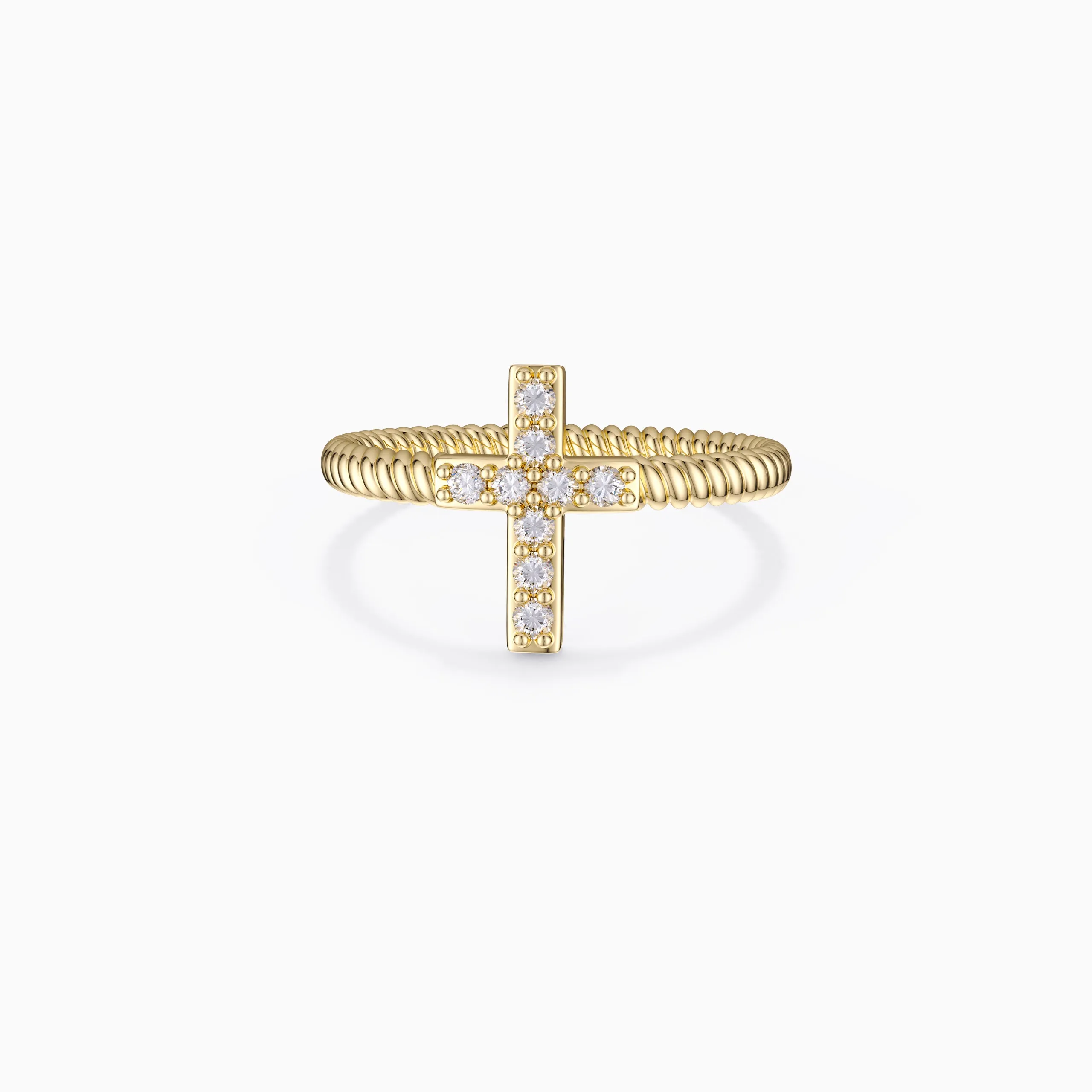 Pavé Cross Band Ring sold by Vanimy Jewelry