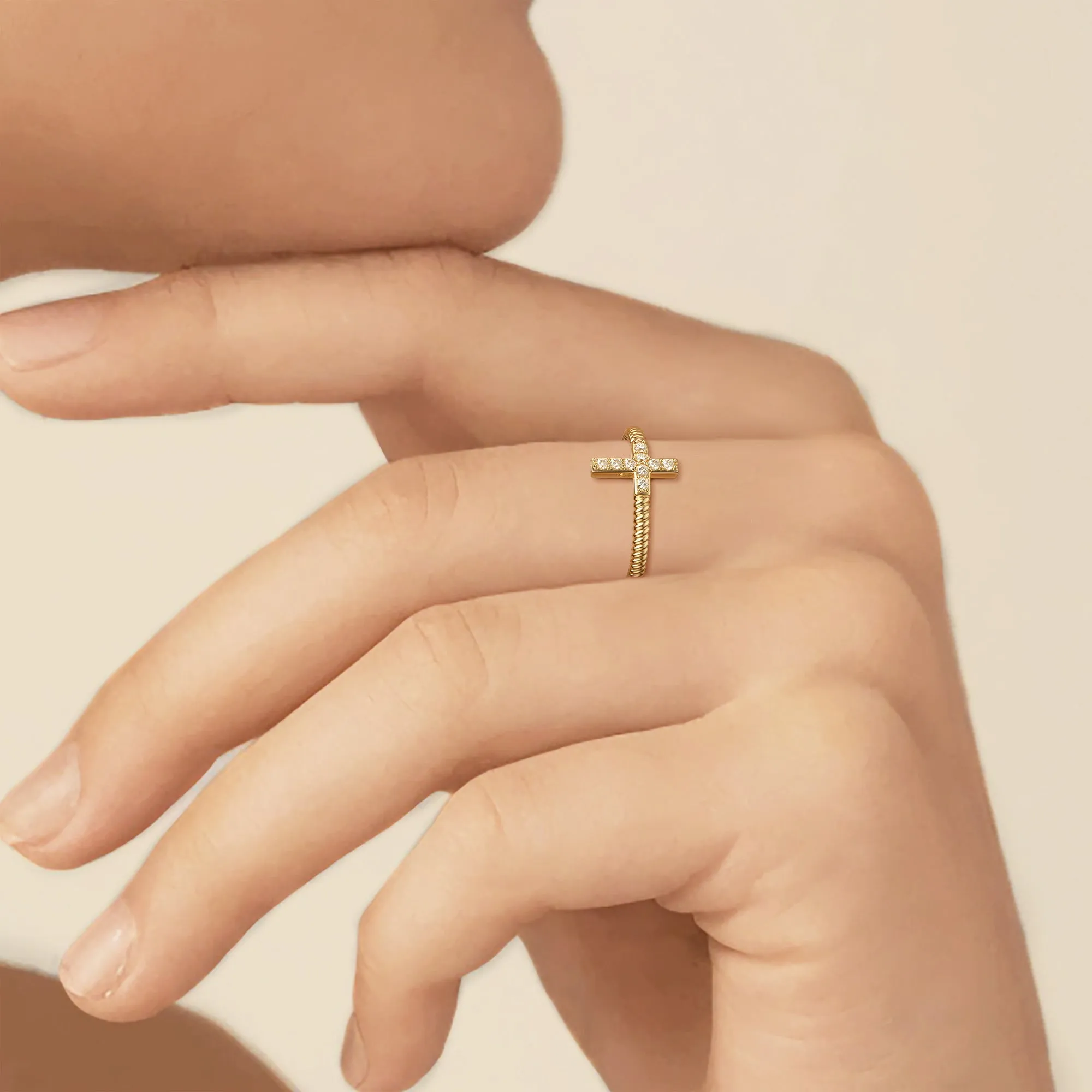 Pavé Cross Band Ring sold by Vanimy Jewelry product image thumbnail 2