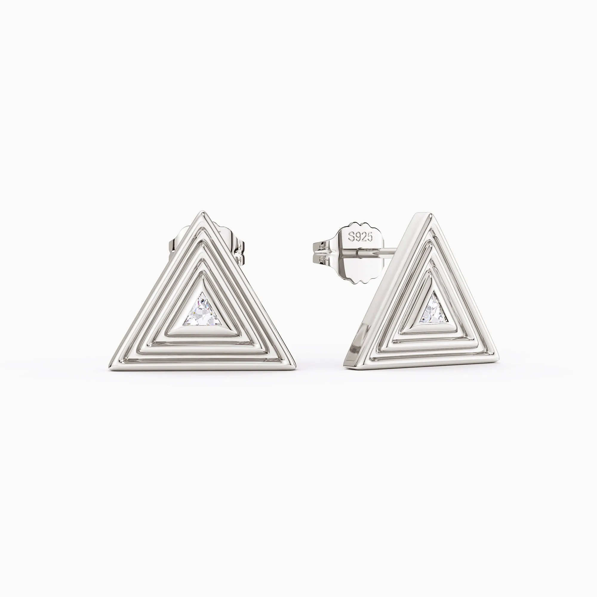 Geometric Triangle Tribe Trillion Cut Stud Earrings sold by Vanimy Jewelry product image thumbnail 5