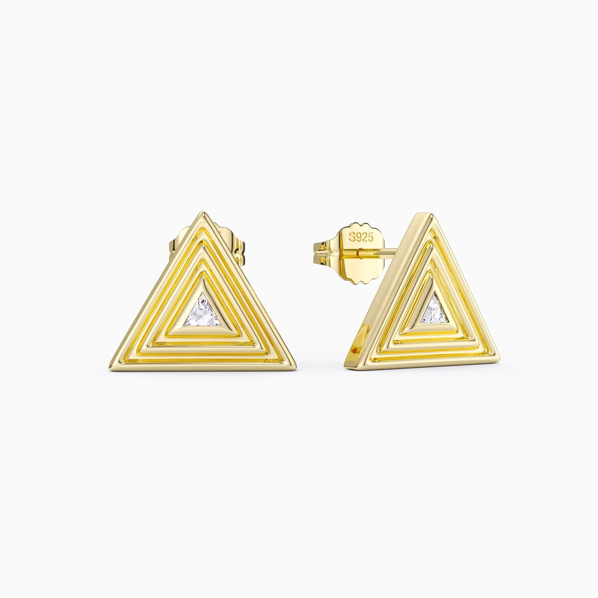 Geometric Triangle Tribe Trillion Cut Stud Earrings sold by Vanimy Jewelry