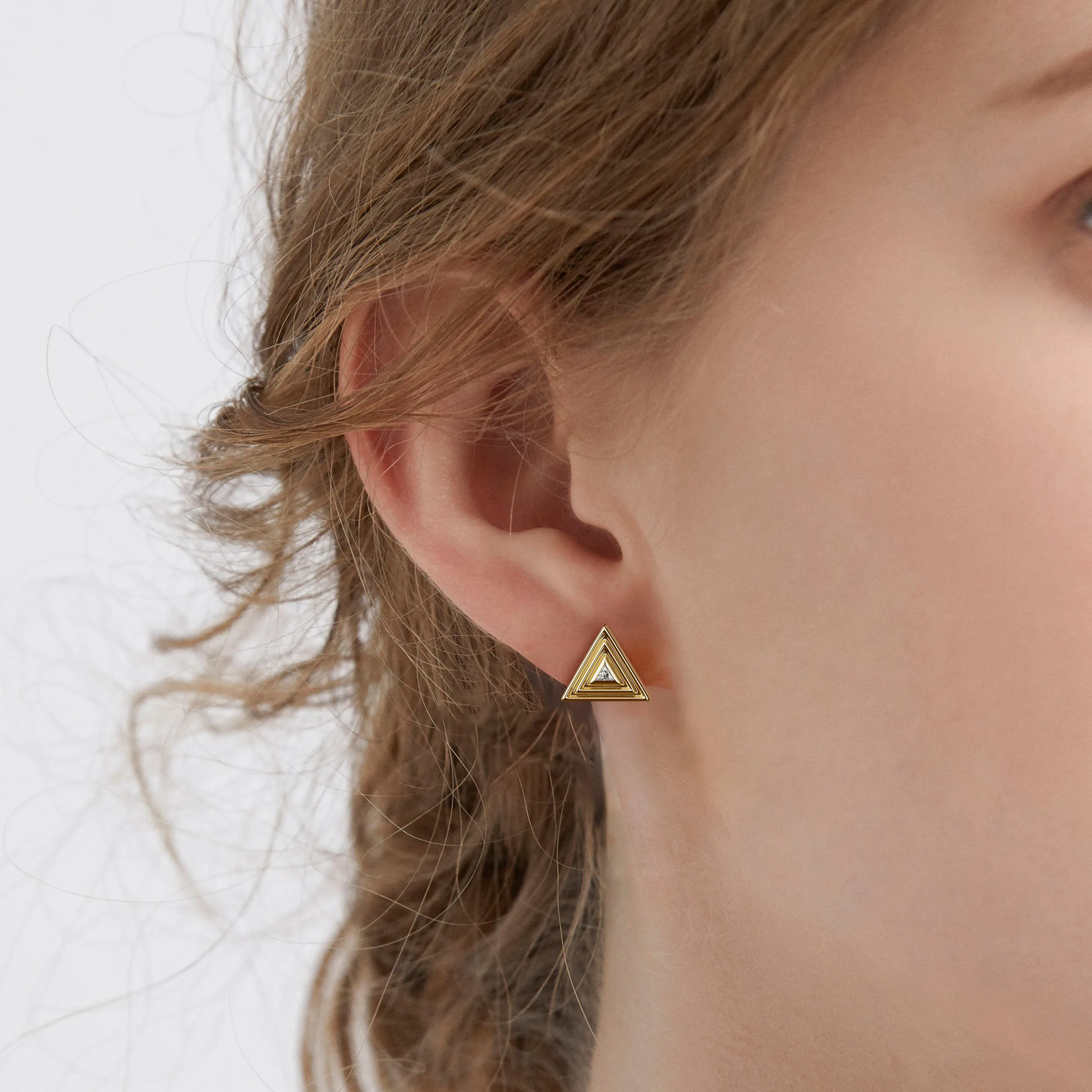 Geometric Triangle Tribe Trillion Cut Stud Earrings sold by Vanimy Jewelry product image thumbnail 2