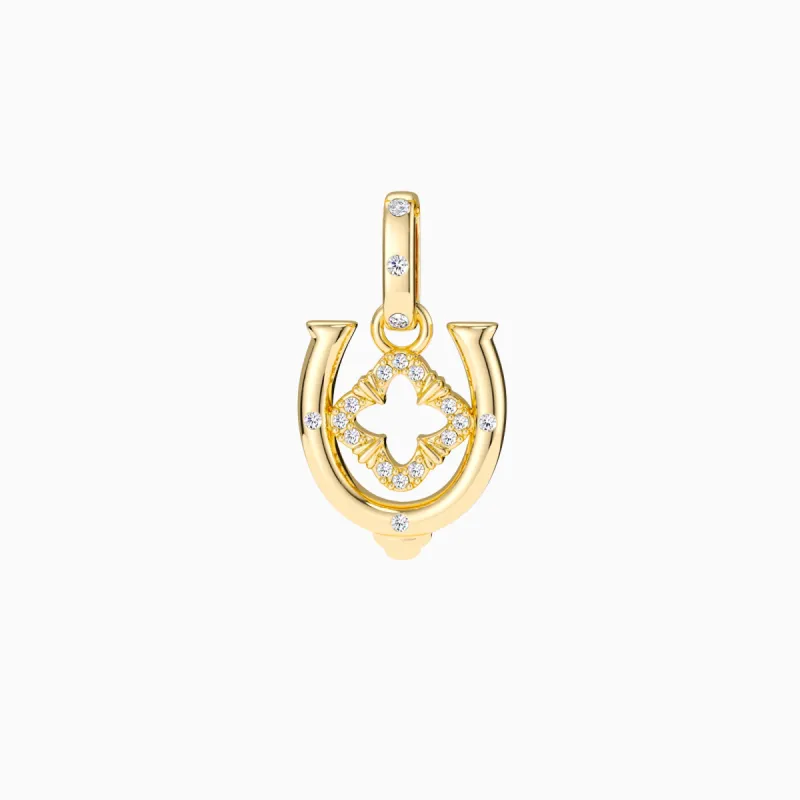 Horseshoe Four Leaf Clover Luck Charm Pendant sold by Vanimy Jewelry