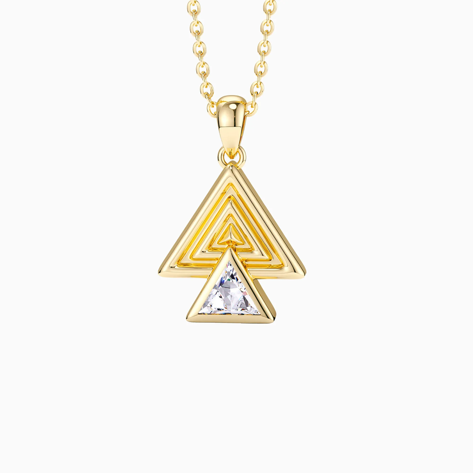 Concentric Triangle Trillion Cut Pendant Necklace sold by Vanimy Jewelry