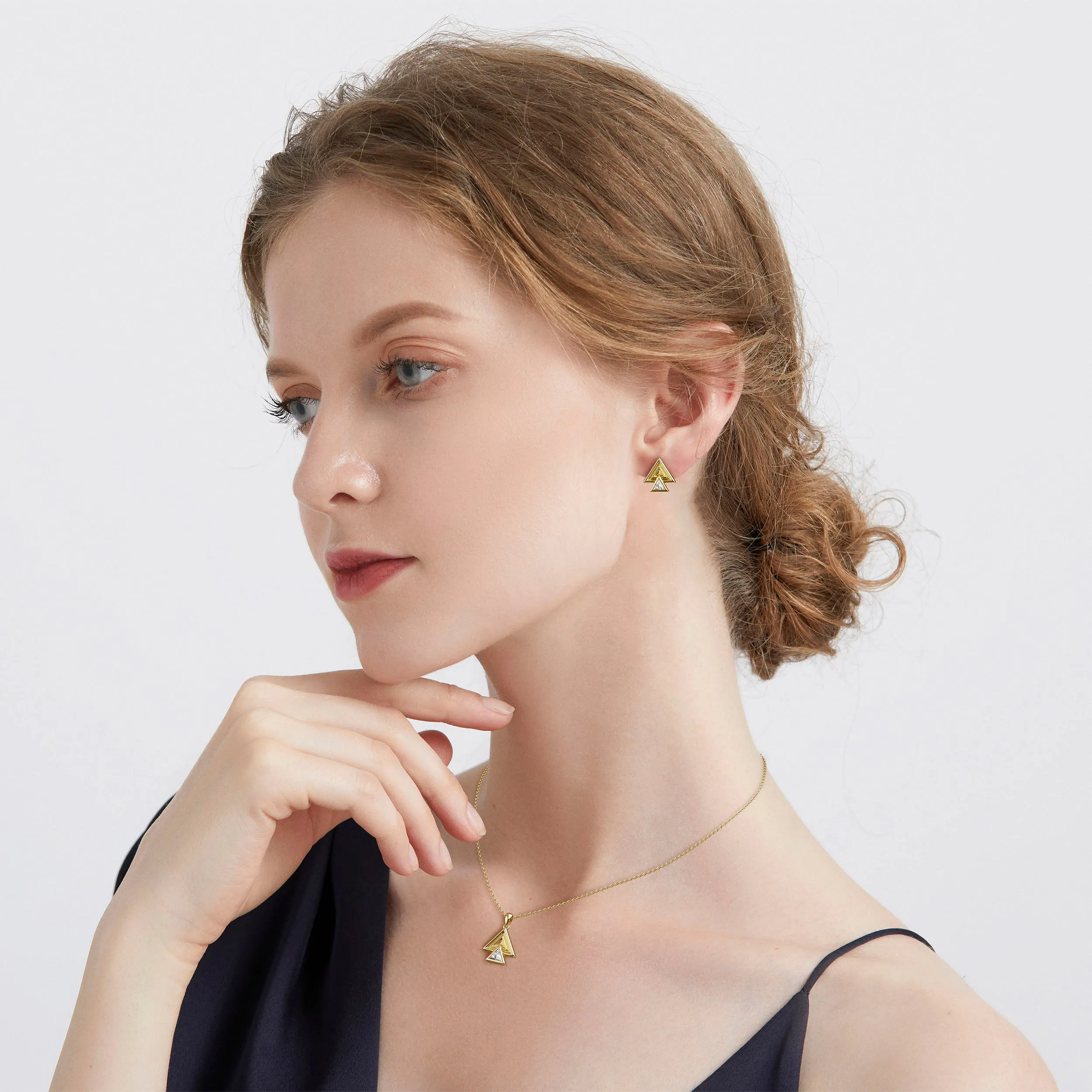 Concentric Triangle Trillion Cut Pendant Necklace sold by Vanimy Jewelry product image thumbnail 3