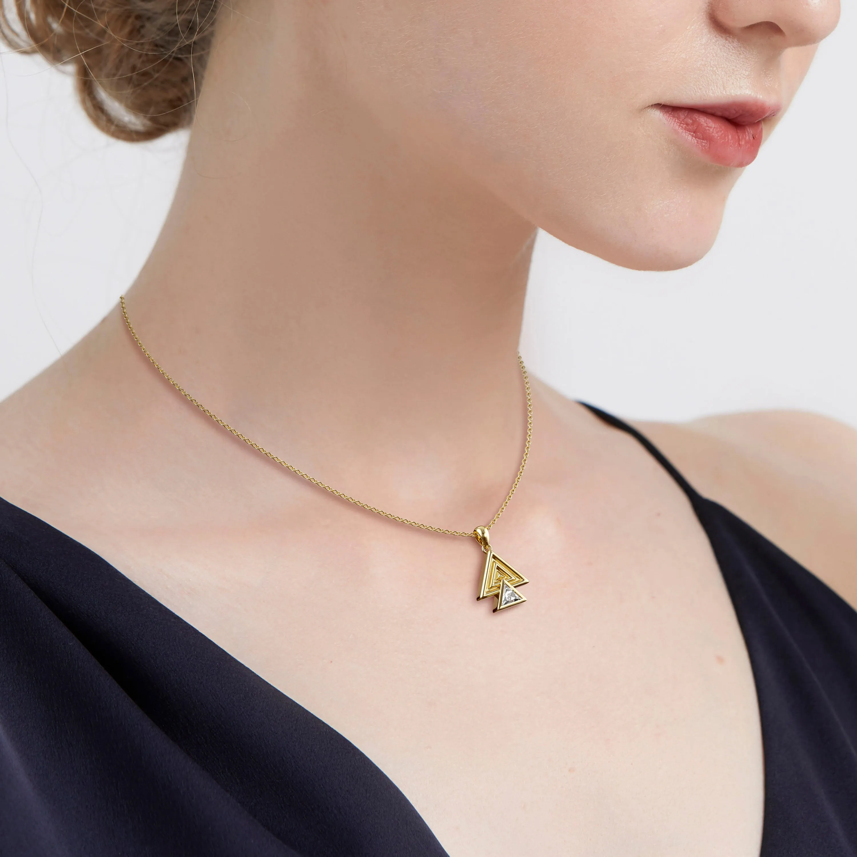 Concentric Triangle Trillion Cut Pendant Necklace sold by Vanimy Jewelry product image thumbnail 2