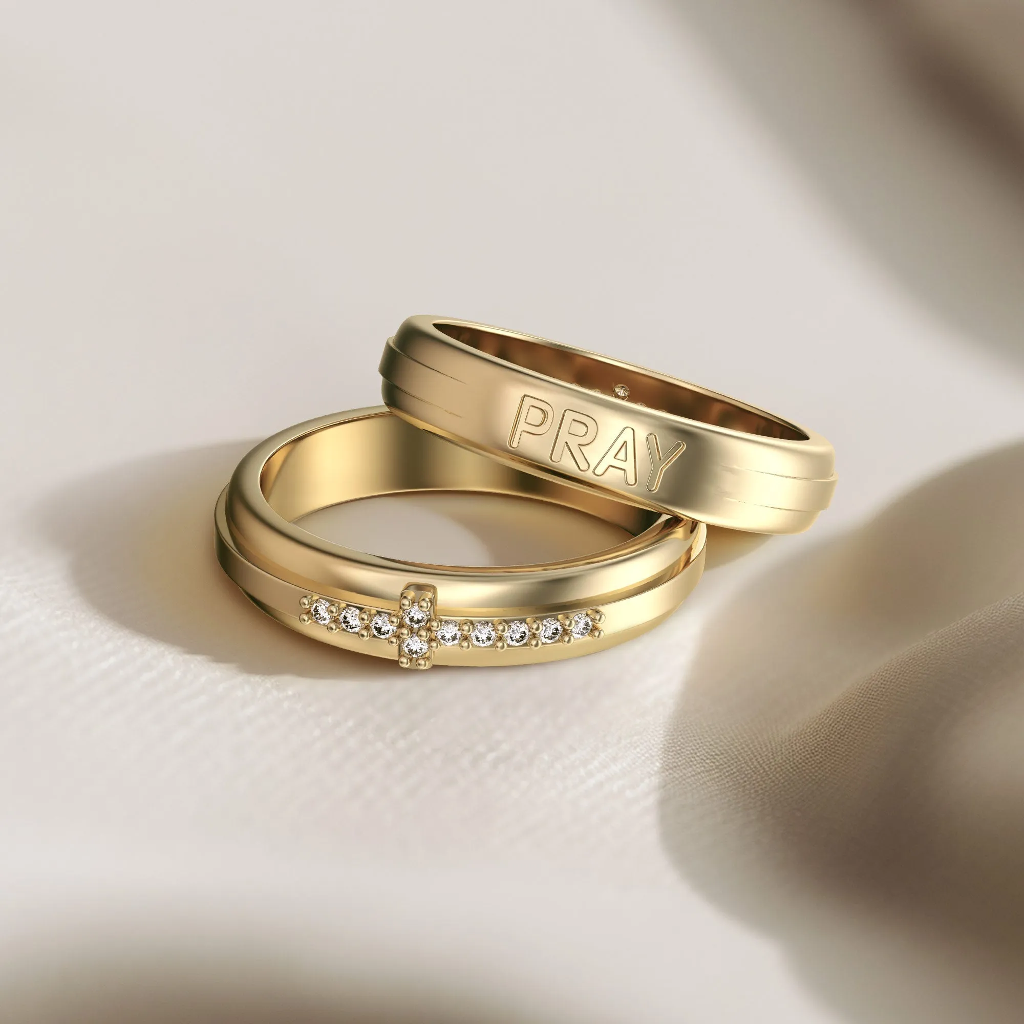 Cross Pray Bands Ring - Gold Vermeil sold by Vanimy Jewelry product image thumbnail 2