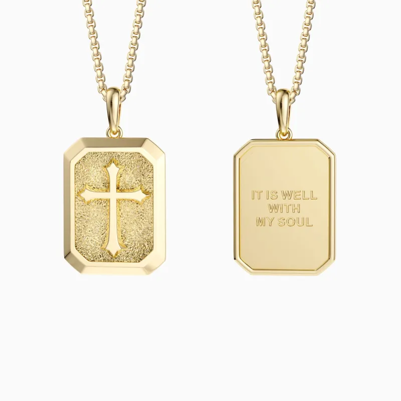 It Is Well With My Soul Cross Engraved Necklace sold by Vanimy Jewelry