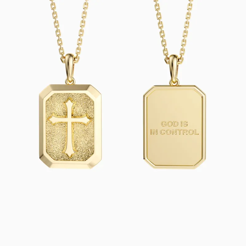 God Is In Control Cross Medallion Pendant Engraved Necklace sold by Vanimy Jewelry