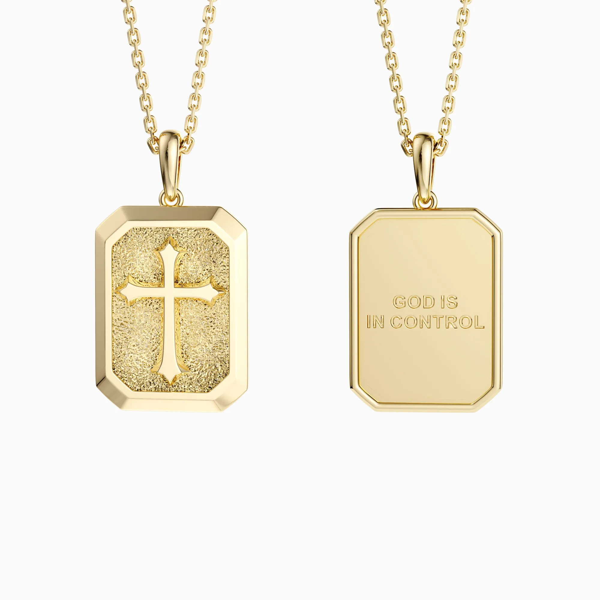 God Is In Control Cross Medallion Pendant Engraved Necklace sold by Vanimy Jewelry