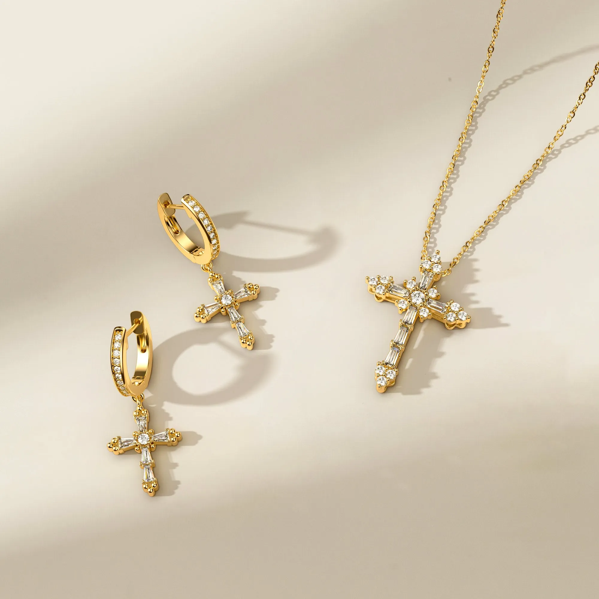 Byzantine Faith Cross Huggie Hoop Earrings sold by Vanimy Jewelry product image thumbnail 5