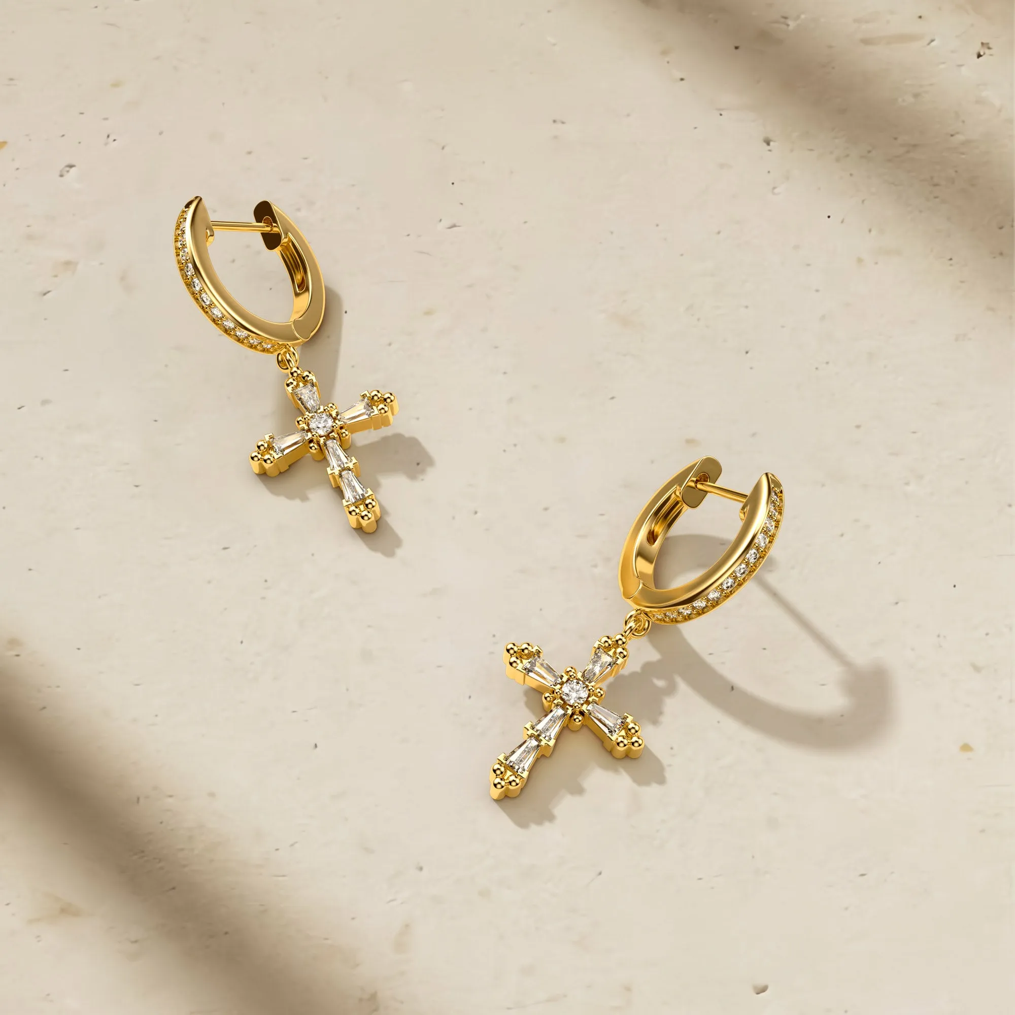 Byzantine Faith Cross Huggie Hoop Earrings sold by Vanimy Jewelry product image thumbnail 2