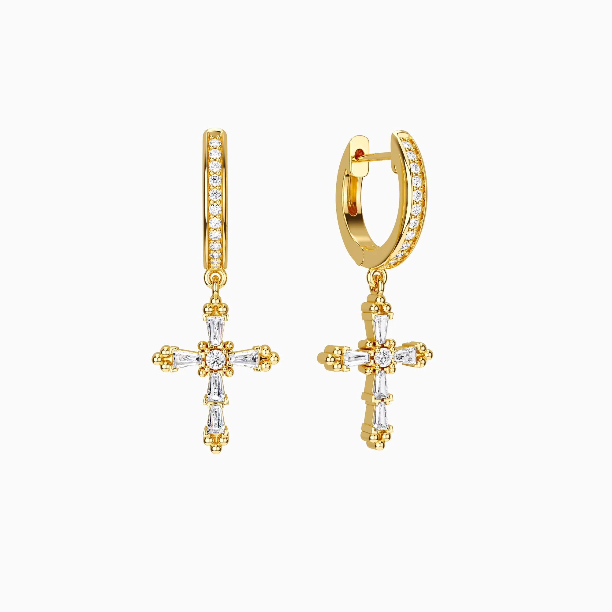 Byzantine Faith Cross Huggie Hoop Earrings sold by Vanimy Jewelry
