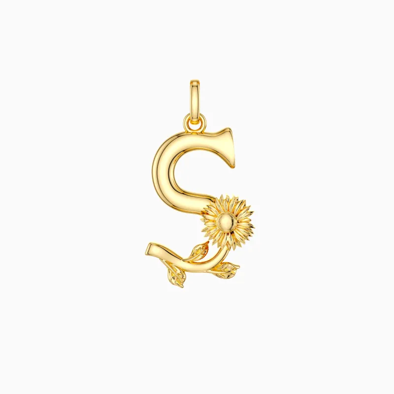 Sunflower Blossom Letter S Pendant sold by Vanimy Jewelry