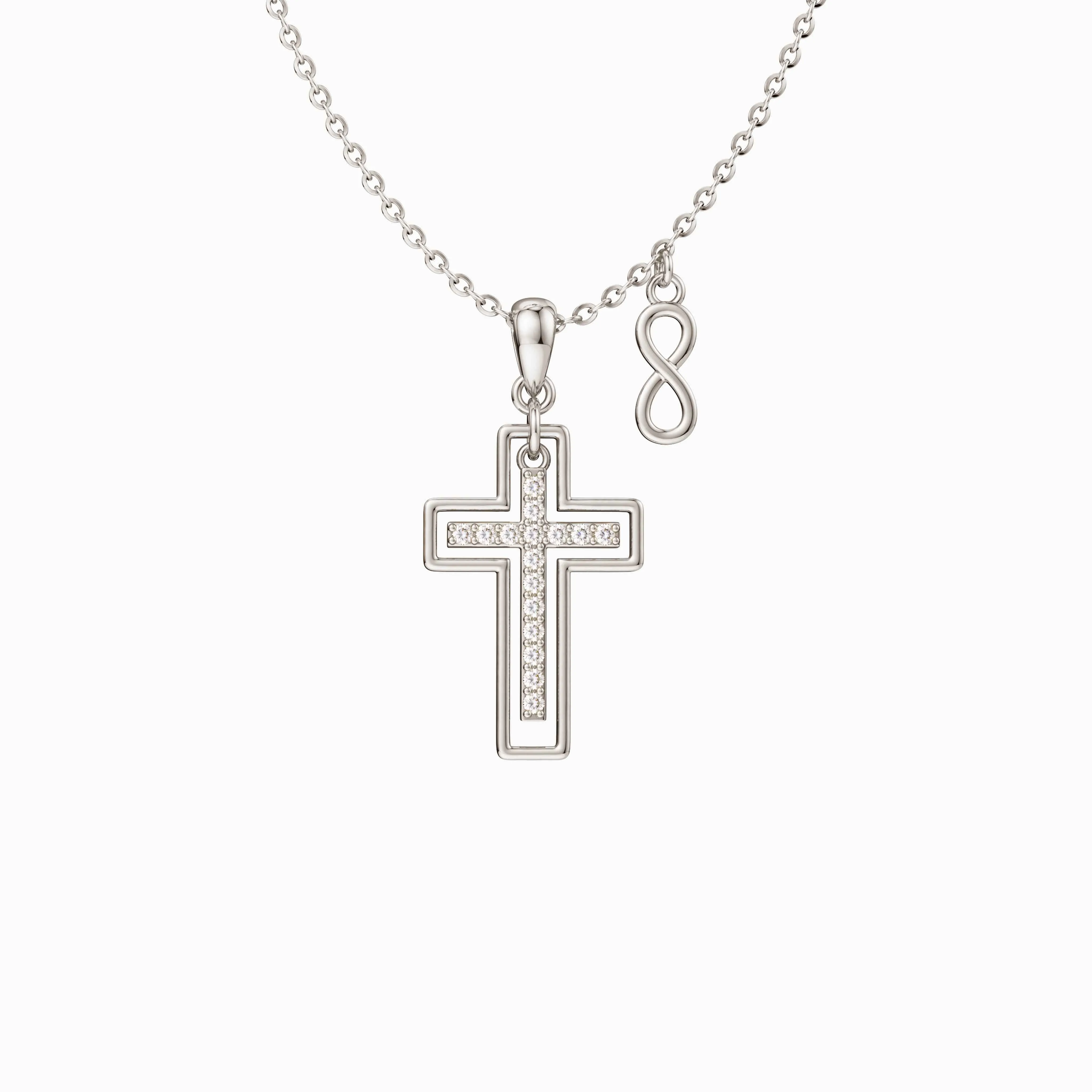 Gold Cutout Double Cross Necklace sold by Vanimy Jewelry product image thumbnail 5