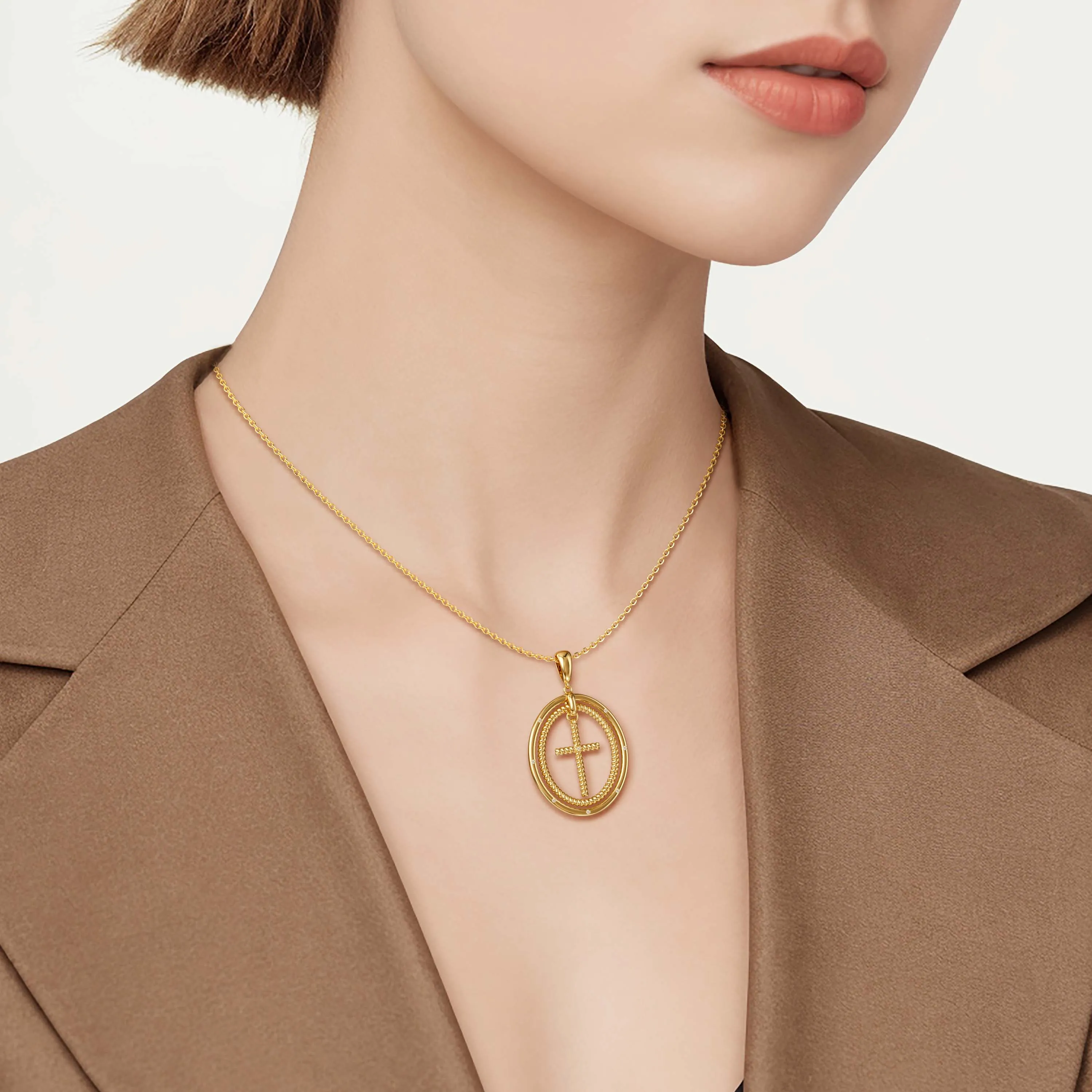 Oval Cross Cord Necklace sold by Vanimy Jewelry product image thumbnail 2