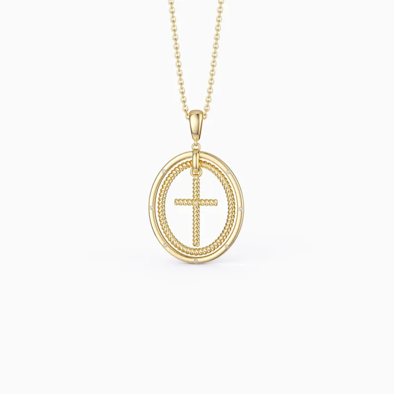 Oval Cross Cord Necklace sold by Vanimy Jewelry